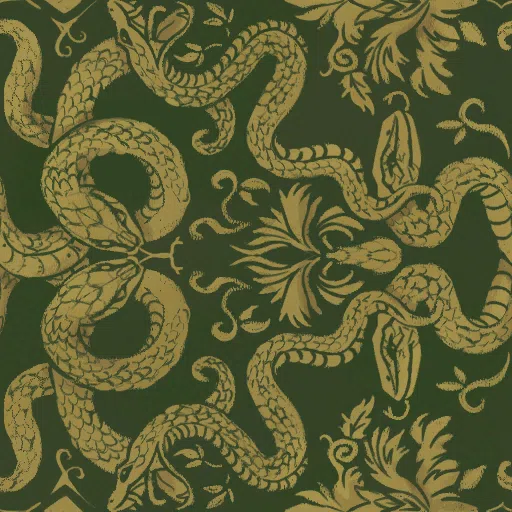 Green Swirling Serpent Cotton Print from Dressmaker