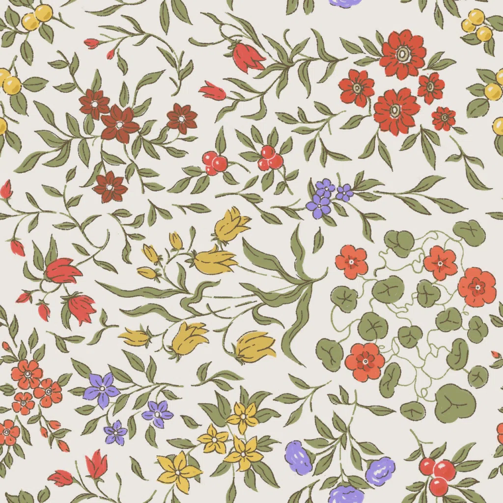 Red Forget Me Not Cotton Print from Dressmaker