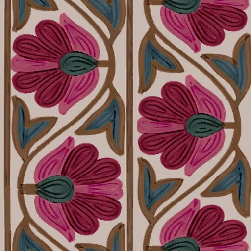 Rows of Pink Peonies Embroidered Cotton from Dressmaker